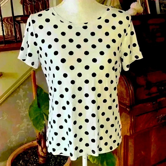Ann Taylor white with black polka tot tee. Excellent condition. Medium. - Picture 2 of 8